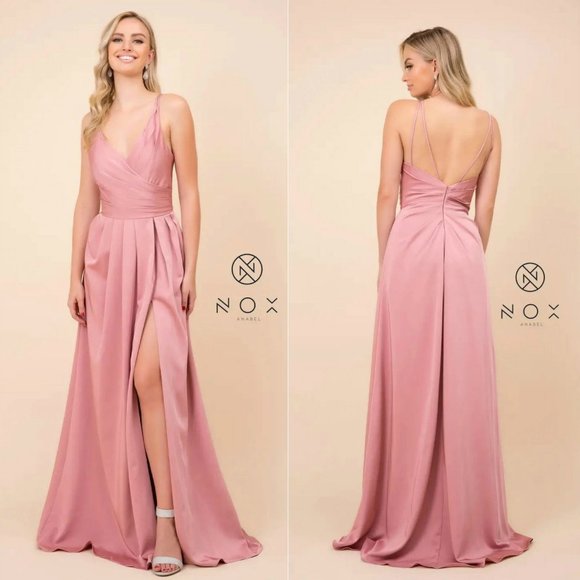 NWT Nox Anabel - 8347 V-Neck Long Evening Gown with high side slit, S (4-6) - Picture 12 of 12